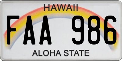 HI license plate FAA986