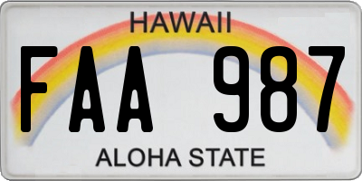 HI license plate FAA987