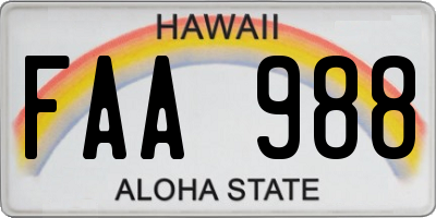 HI license plate FAA988