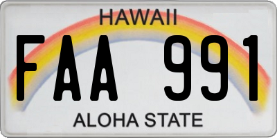 HI license plate FAA991