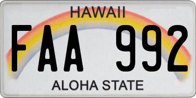 HI license plate FAA992