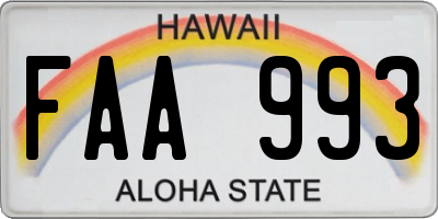 HI license plate FAA993