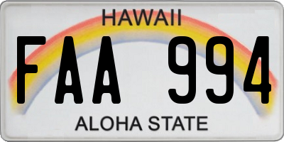 HI license plate FAA994