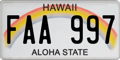 HI license plate FAA997
