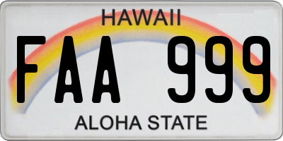 HI license plate FAA999