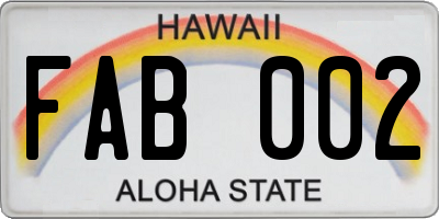 HI license plate FAB002