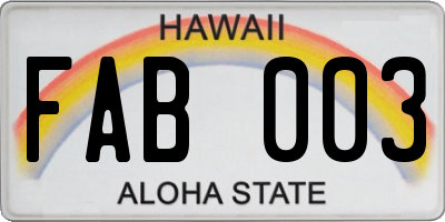 HI license plate FAB003