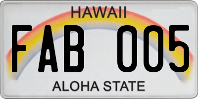 HI license plate FAB005