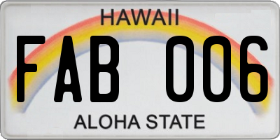 HI license plate FAB006