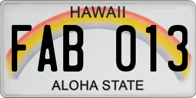 HI license plate FAB013
