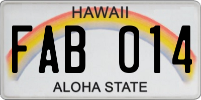 HI license plate FAB014