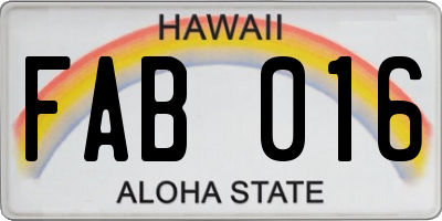 HI license plate FAB016