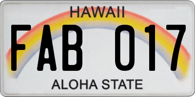 HI license plate FAB017
