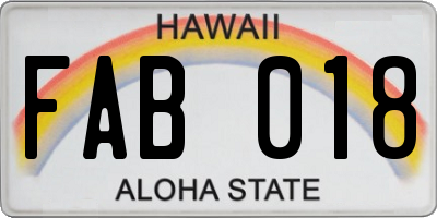 HI license plate FAB018
