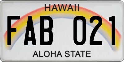 HI license plate FAB021