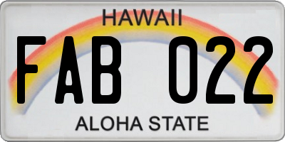HI license plate FAB022