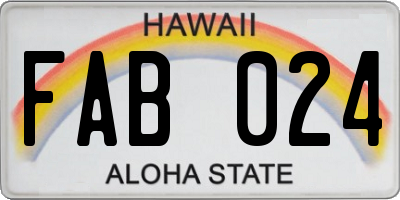 HI license plate FAB024