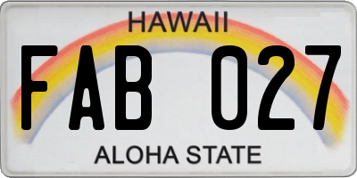 HI license plate FAB027