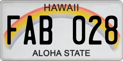 HI license plate FAB028