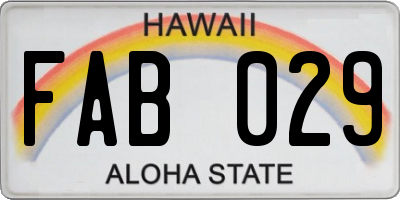 HI license plate FAB029
