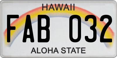 HI license plate FAB032