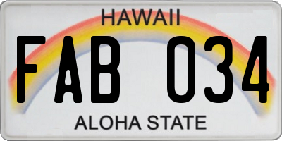 HI license plate FAB034