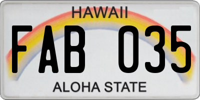 HI license plate FAB035