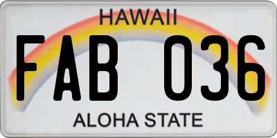 HI license plate FAB036