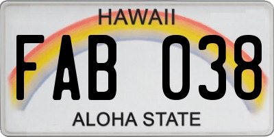HI license plate FAB038