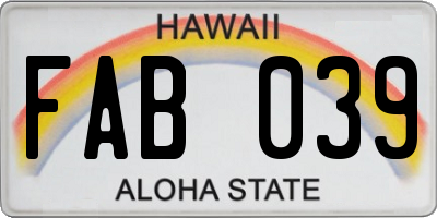 HI license plate FAB039