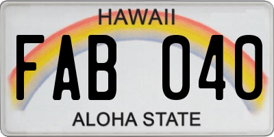 HI license plate FAB040