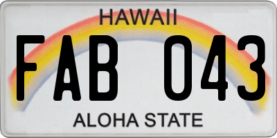 HI license plate FAB043