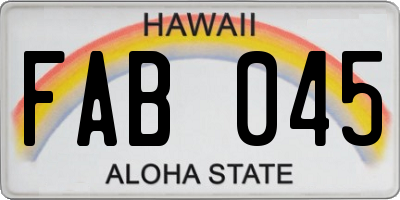 HI license plate FAB045