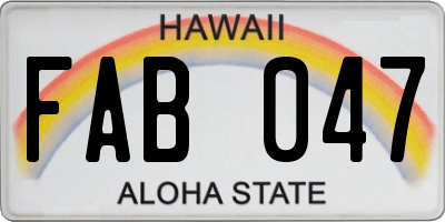 HI license plate FAB047