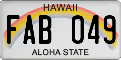 HI license plate FAB049