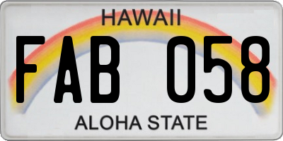 HI license plate FAB058
