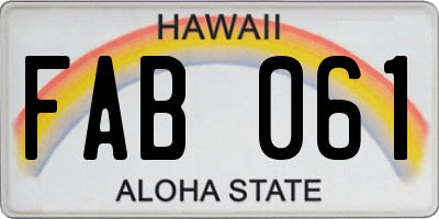 HI license plate FAB061