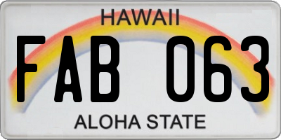 HI license plate FAB063