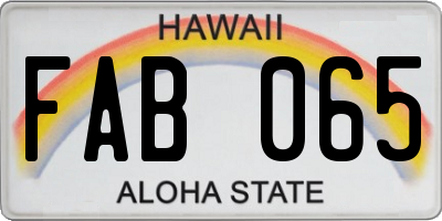 HI license plate FAB065