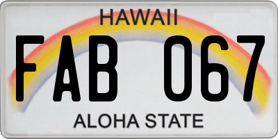 HI license plate FAB067