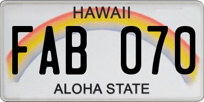 HI license plate FAB070