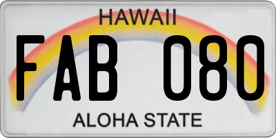 HI license plate FAB080