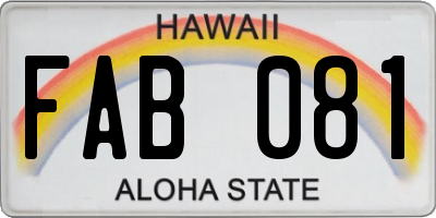 HI license plate FAB081