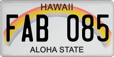 HI license plate FAB085