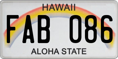 HI license plate FAB086