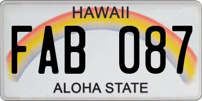 HI license plate FAB087