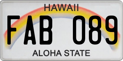 HI license plate FAB089