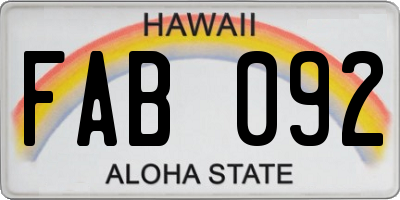HI license plate FAB092