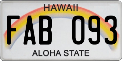 HI license plate FAB093