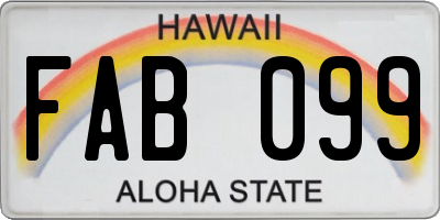HI license plate FAB099
